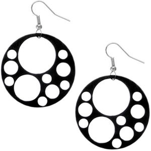 Black Wooden Cutout Earrings